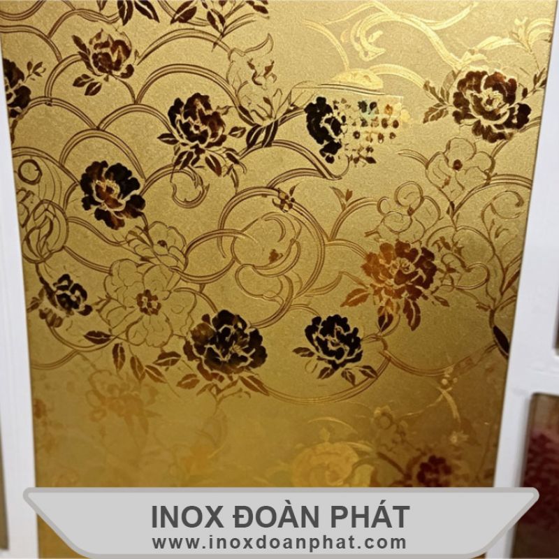 Inox hoa văn hoa hồng vàng